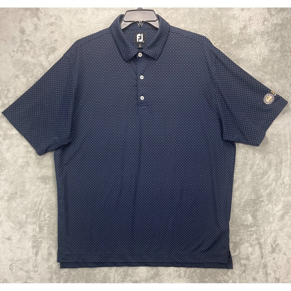 Footjoy Men's Polo Shirt XXL Navy Polka Dot‎ PGA Professional Performance Golf